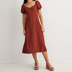 Madewell Sweetheart Neckline Floral Puff Sleeve Midi Dress